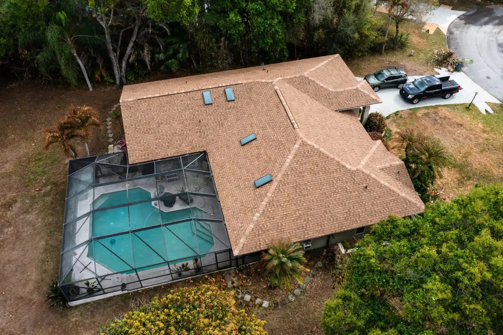 Aerial commercial roofing maintenance